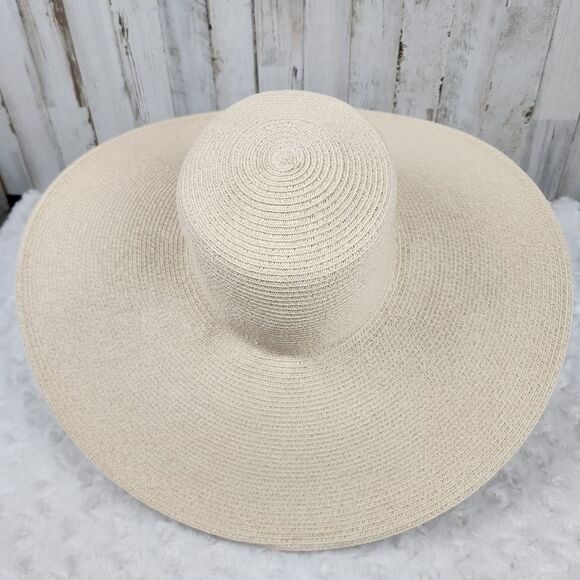 Nine West Wide Brim Floppy Sun Hat Ivory One Size - Picture 5 of 7
